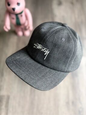 Stussy Dark Gray Herringbone Strapback Low Pro Cap